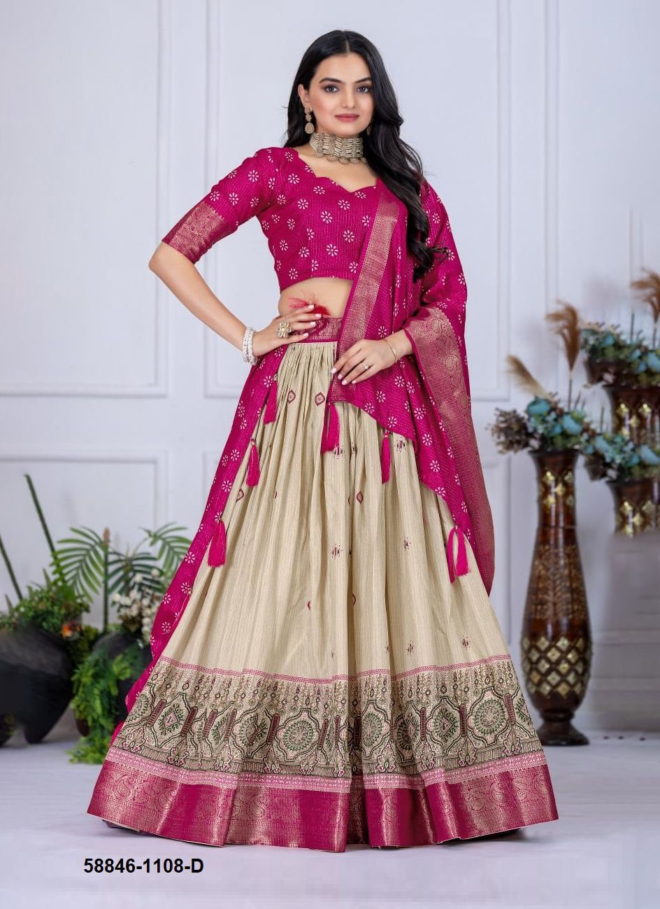 SERIES 1108 - Catalog # 58846 (Set of 5 Semi-Stitched Lehengas) by Brand DESI MUSE