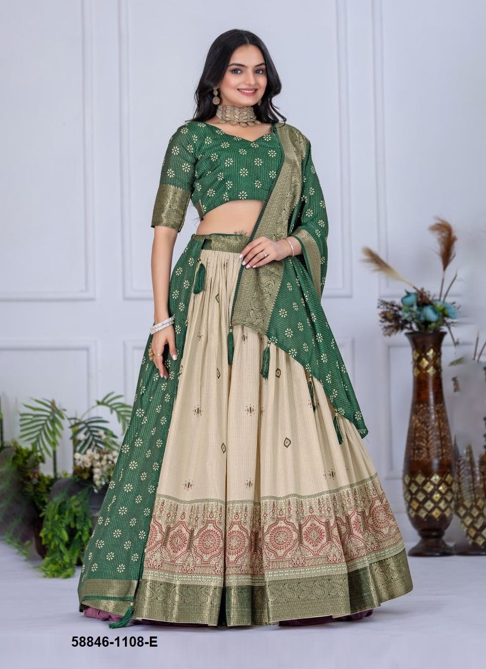 SERIES 1108 - Catalog # 58846 (Set of 5 Semi-Stitched Lehengas) by Brand DESI MUSE