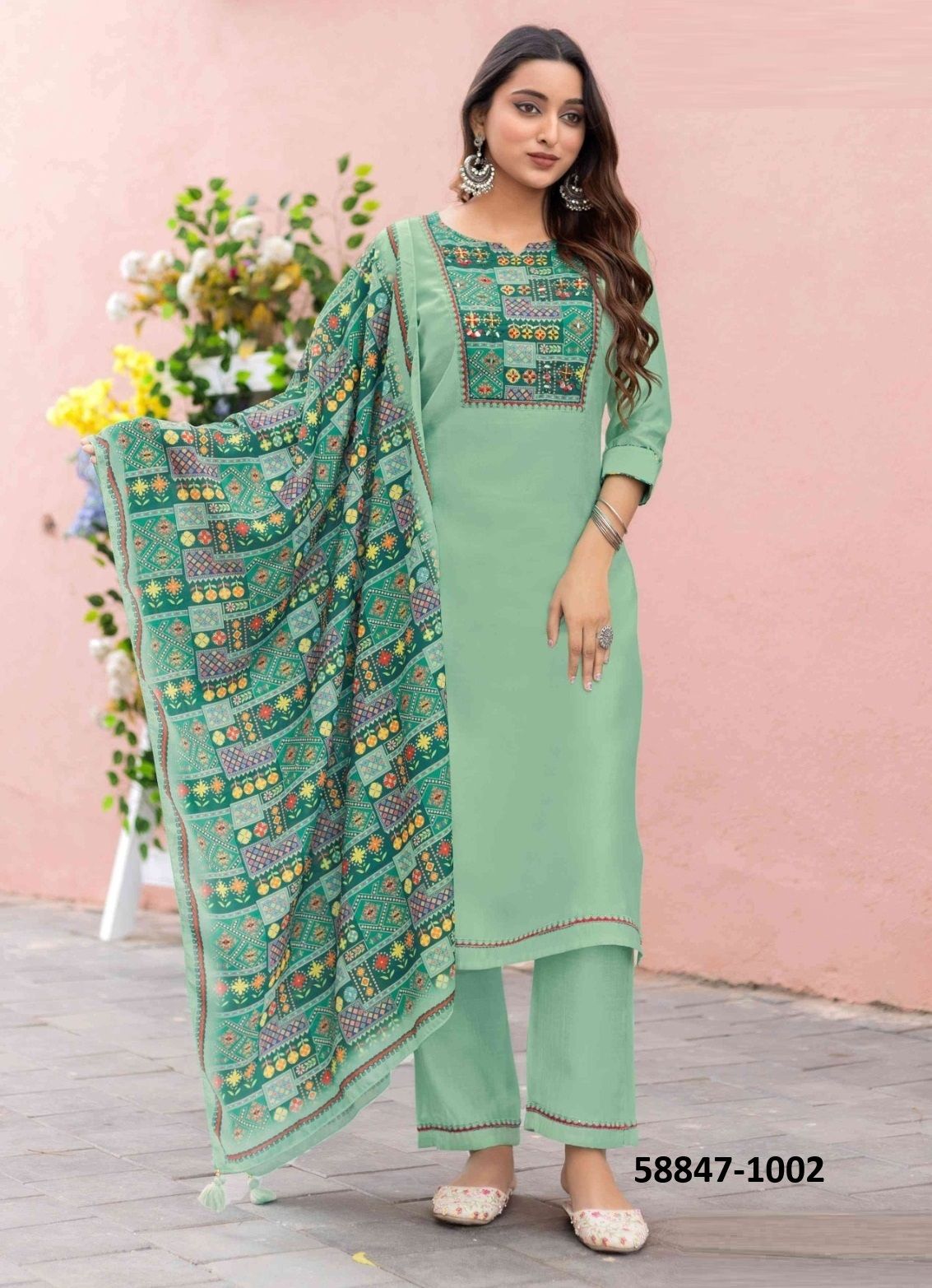DAY LIGHT - Catalog # 58847 (Set of 5 Readymade Salwar Suits) by Brand MITTOO