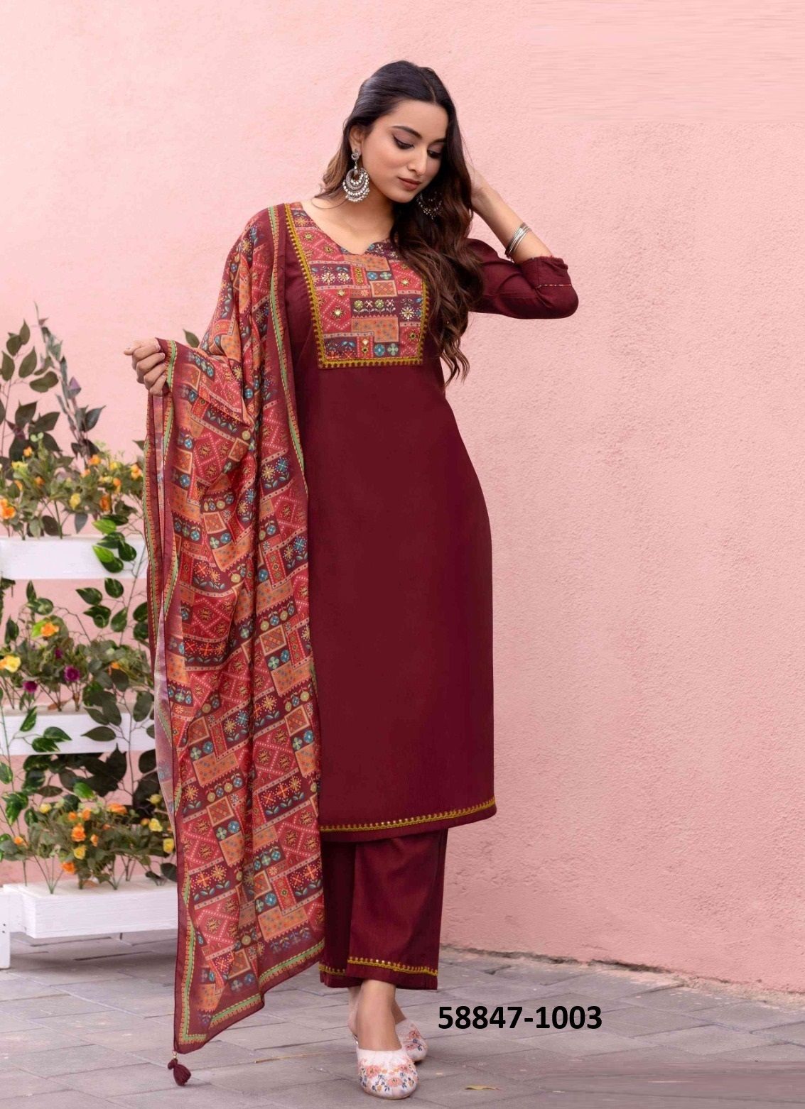 DAY LIGHT - Catalog # 58847 (Set of 5 Readymade Salwar Suits) by Brand MITTOO