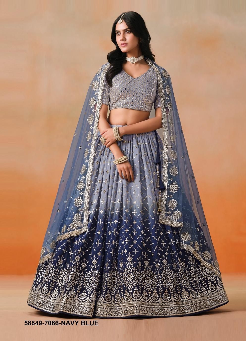 ELEGANCE - Catalog # 58849 (Set of 11 Semi-Stitched Lehengas) by Brand DESI MUSE