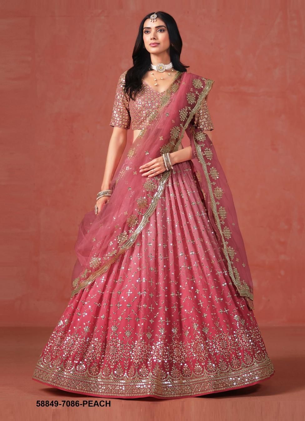 ELEGANCE - Catalog # 58849 (Set of 11 Semi-Stitched Lehengas) by Brand DESI MUSE