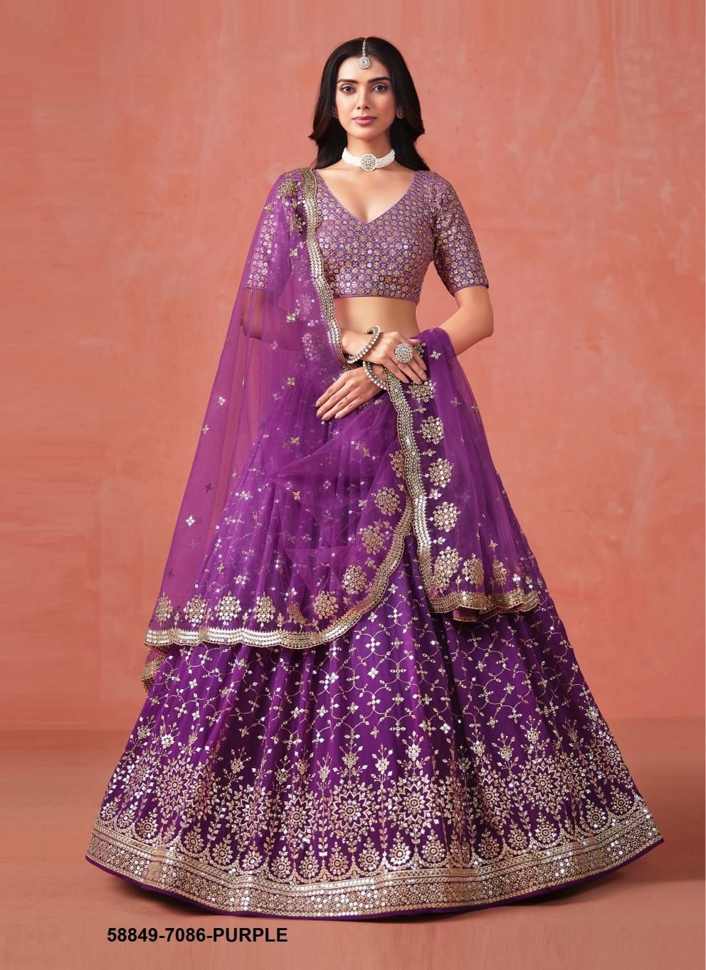 ELEGANCE - Catalog # 58849 (Set of 11 Semi-Stitched Lehengas) by Brand DESI MUSE