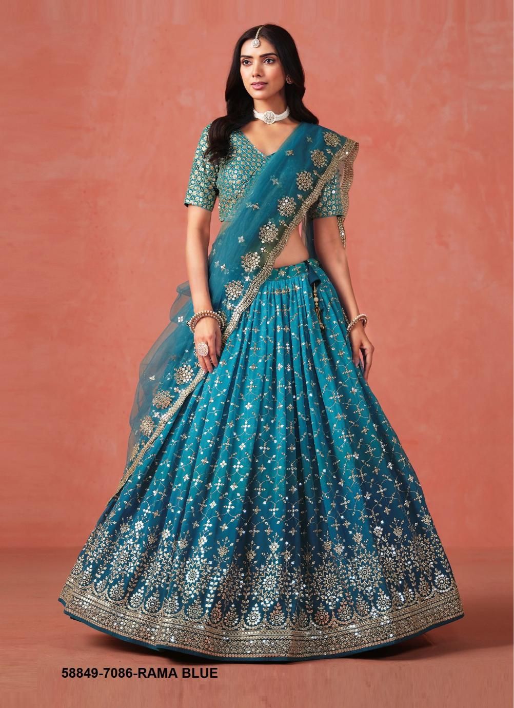 ELEGANCE - Catalog # 58849 (Set of 11 Semi-Stitched Lehengas) by Brand DESI MUSE