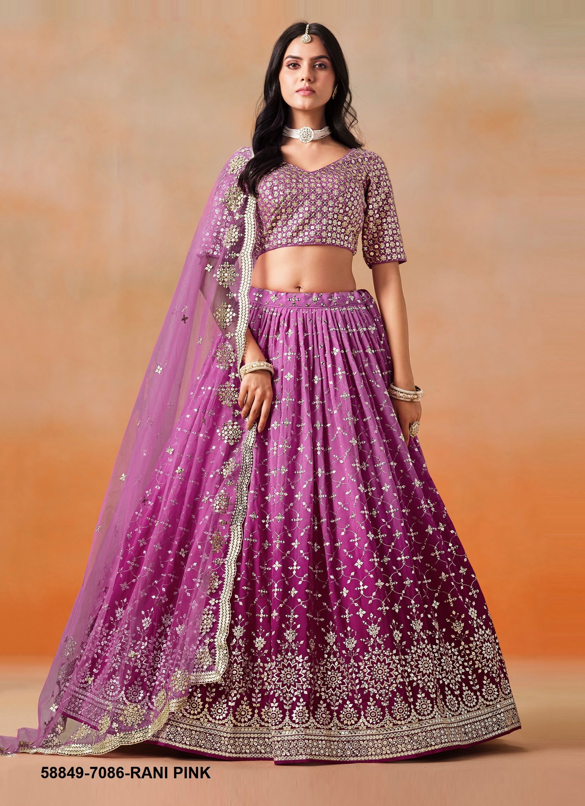 ELEGANCE - Catalog # 58849 (Set of 11 Semi-Stitched Lehengas) by Brand DESI MUSE