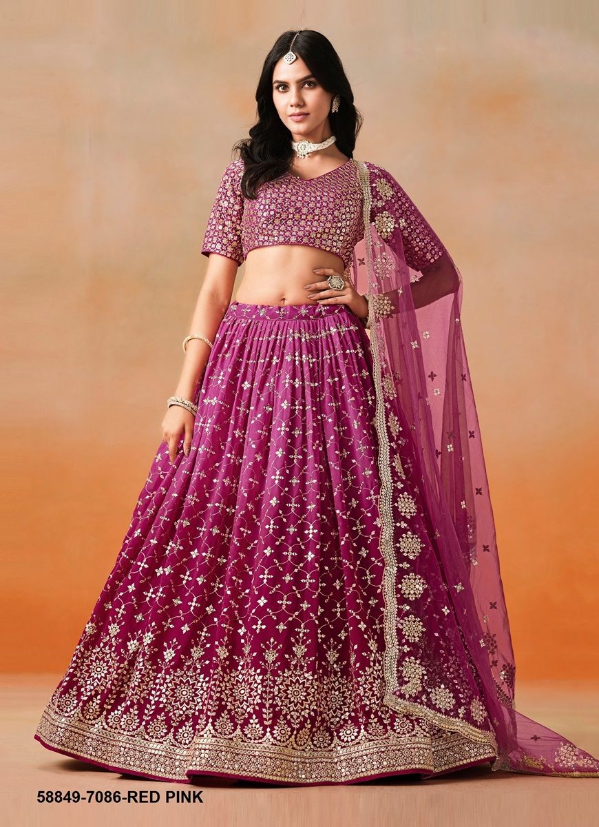 ELEGANCE - Catalog # 58849 (Set of 11 Semi-Stitched Lehengas) by Brand DESI MUSE