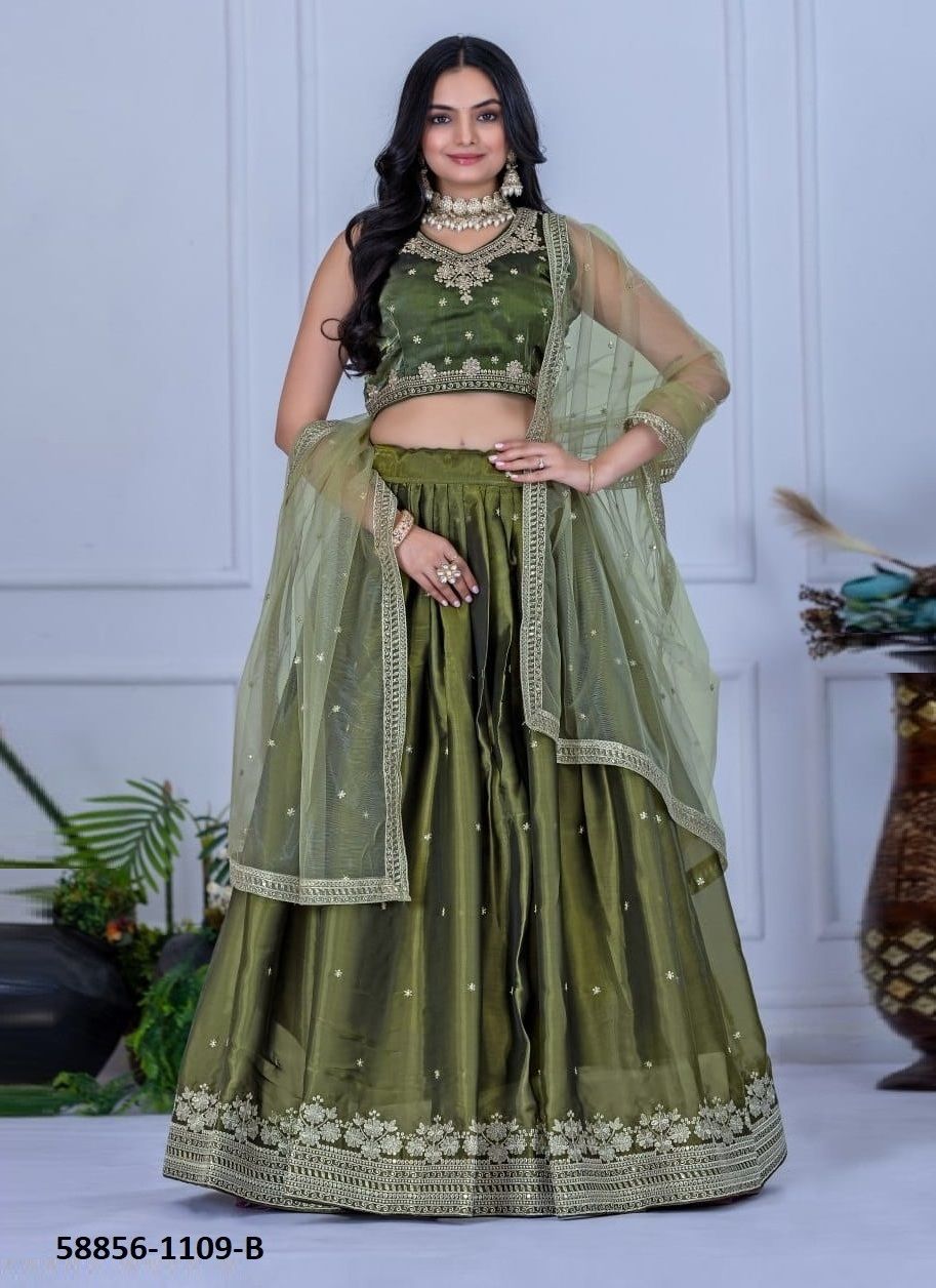 JIMMY CHOO 1109 - Catalog # 58856 (Set of 2 Readymade Lehengas) by Brand DESI MUSE