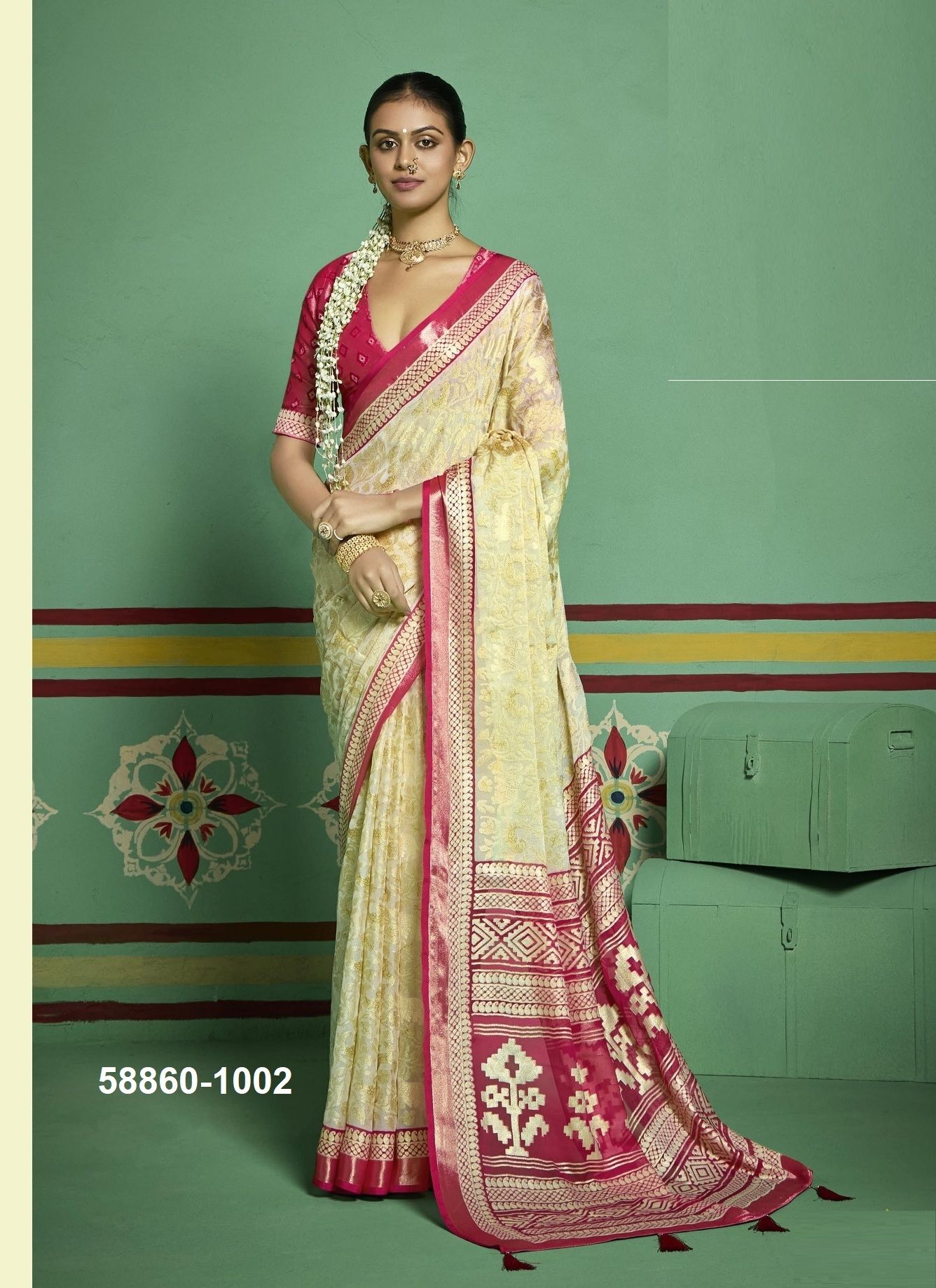TASHI 1 - Catalog # 58860 (Set of 6 Sarees) by Brand SHUBH SHREE CREATIONS