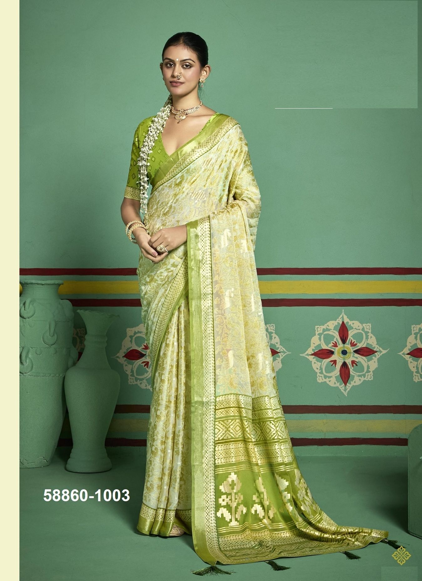 TASHI 1 - Catalog # 58860 (Set of 6 Sarees) by Brand SHUBH SHREE CREATIONS