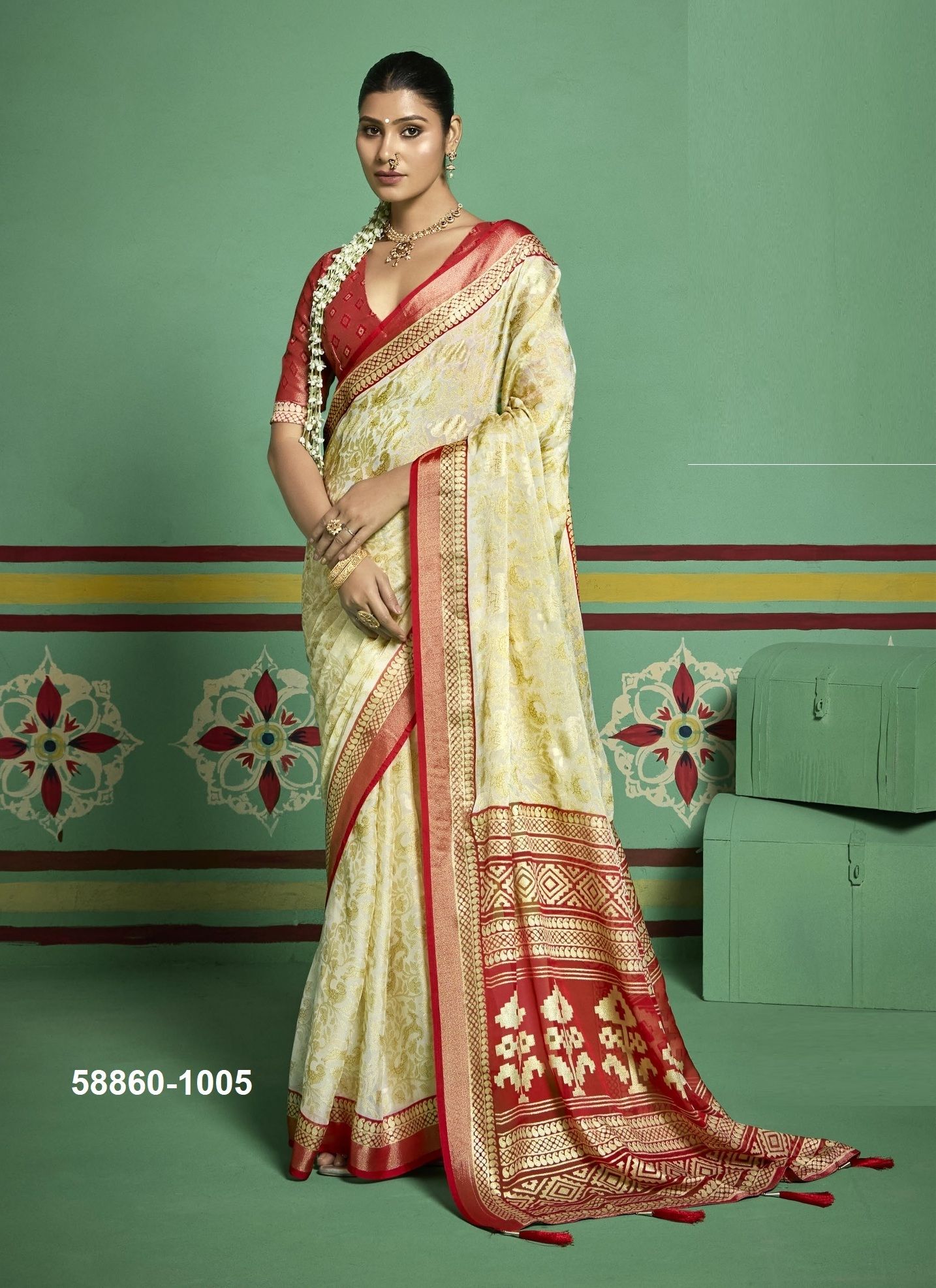 TASHI 1 - Catalog # 58860 (Set of 6 Sarees) by Brand SHUBH SHREE CREATIONS