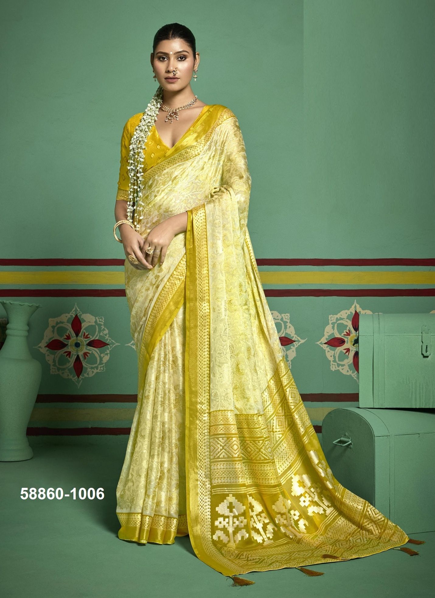 TASHI 1 - Catalog # 58860 (Set of 6 Sarees) by Brand SHUBH SHREE CREATIONS
