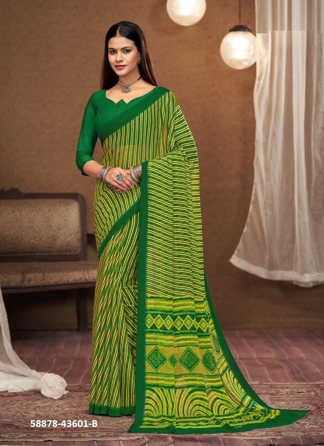 STAR CHIFFON 197 - Catalog # 58878 (Set of 12 Sarees) by Brand RUCHI SAREES