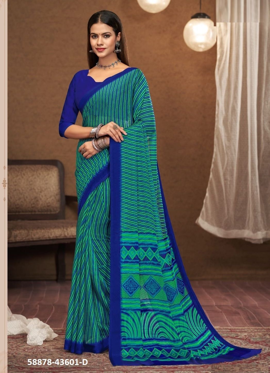 STAR CHIFFON 197 - Catalog # 58878 (Set of 12 Sarees) by Brand RUCHI SAREES