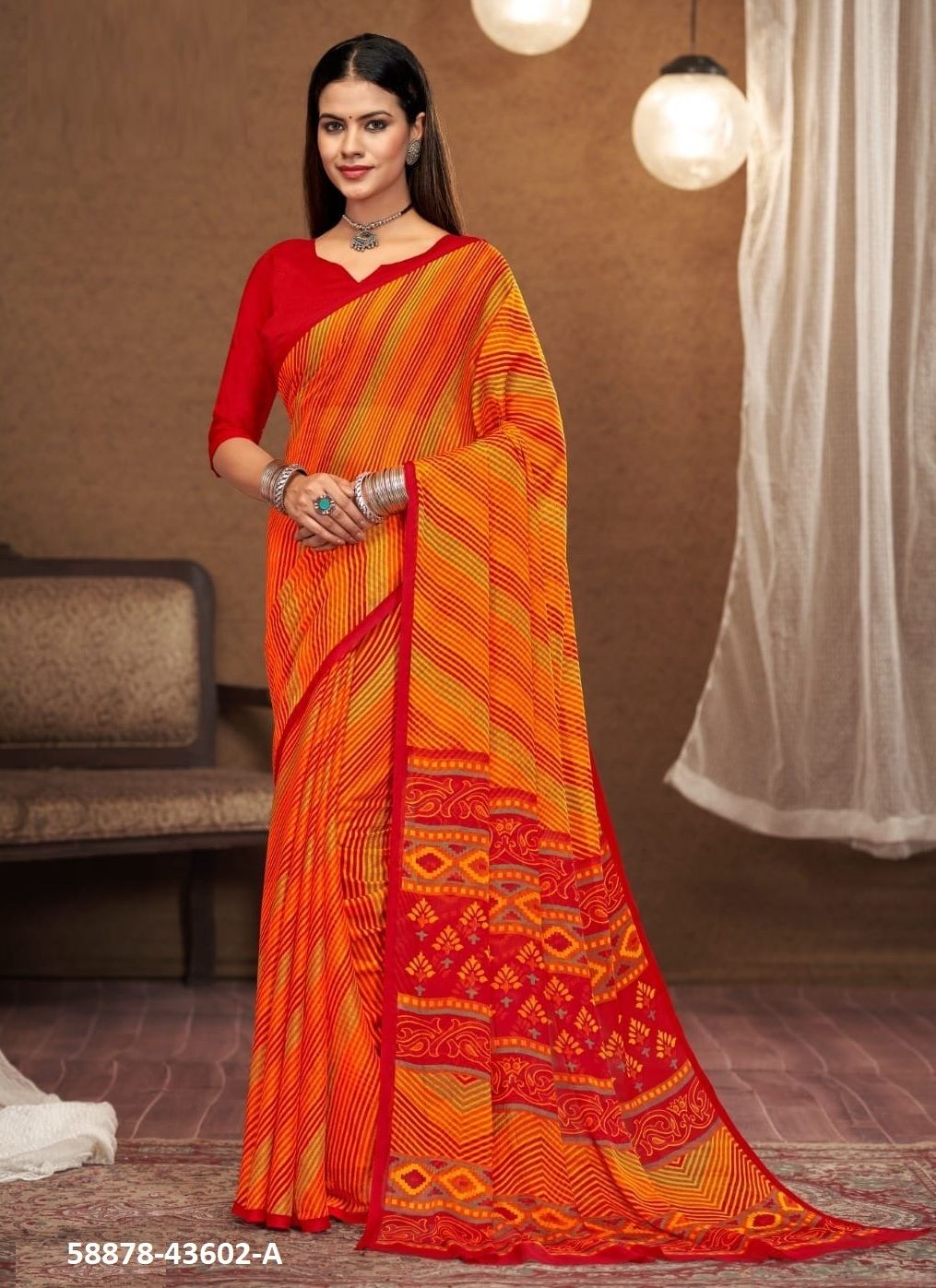 STAR CHIFFON 197 - Catalog # 58878 (Set of 12 Sarees) by Brand RUCHI SAREES