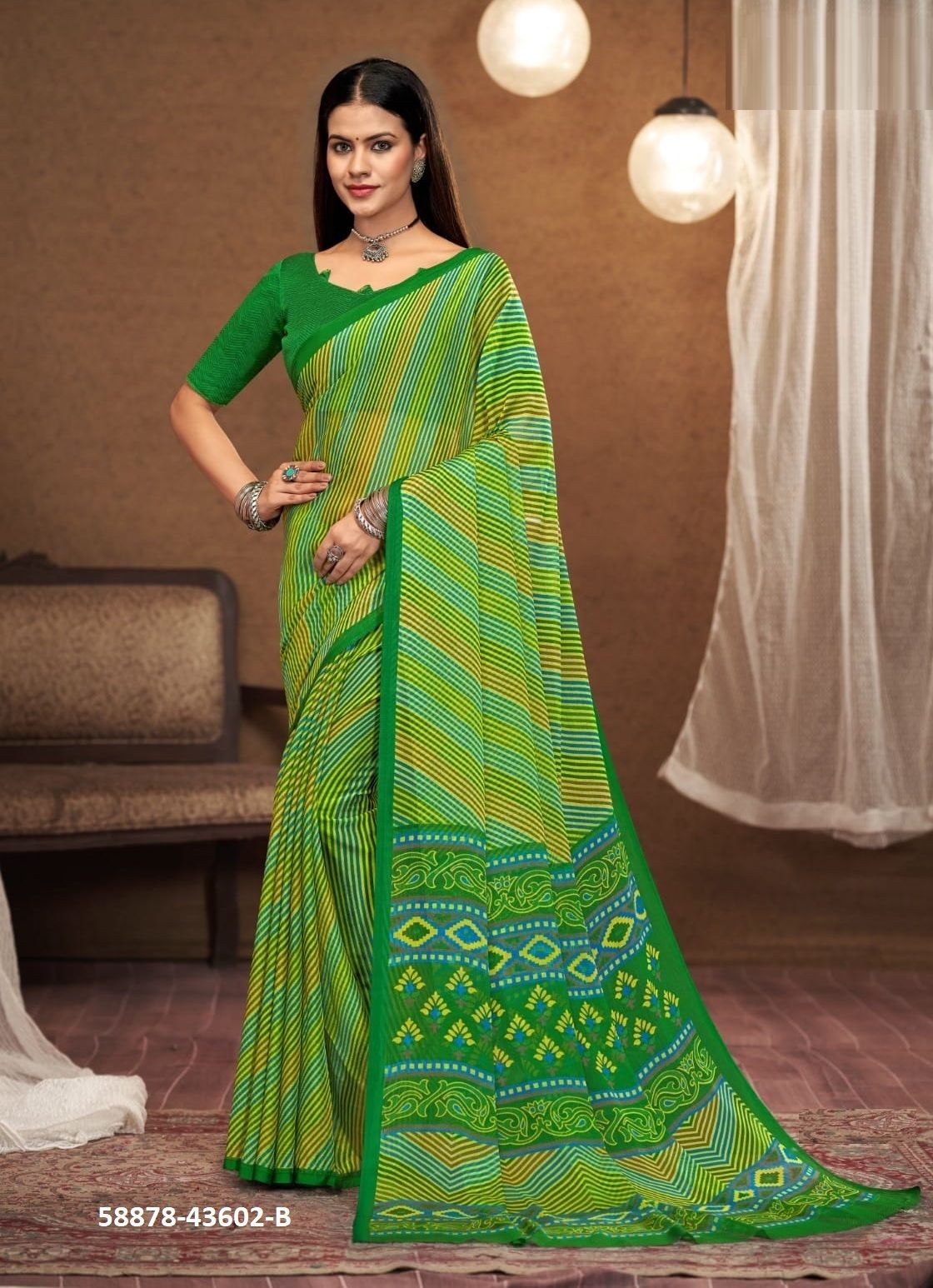 STAR CHIFFON 197 - Catalog # 58878 (Set of 12 Sarees) by Brand RUCHI SAREES