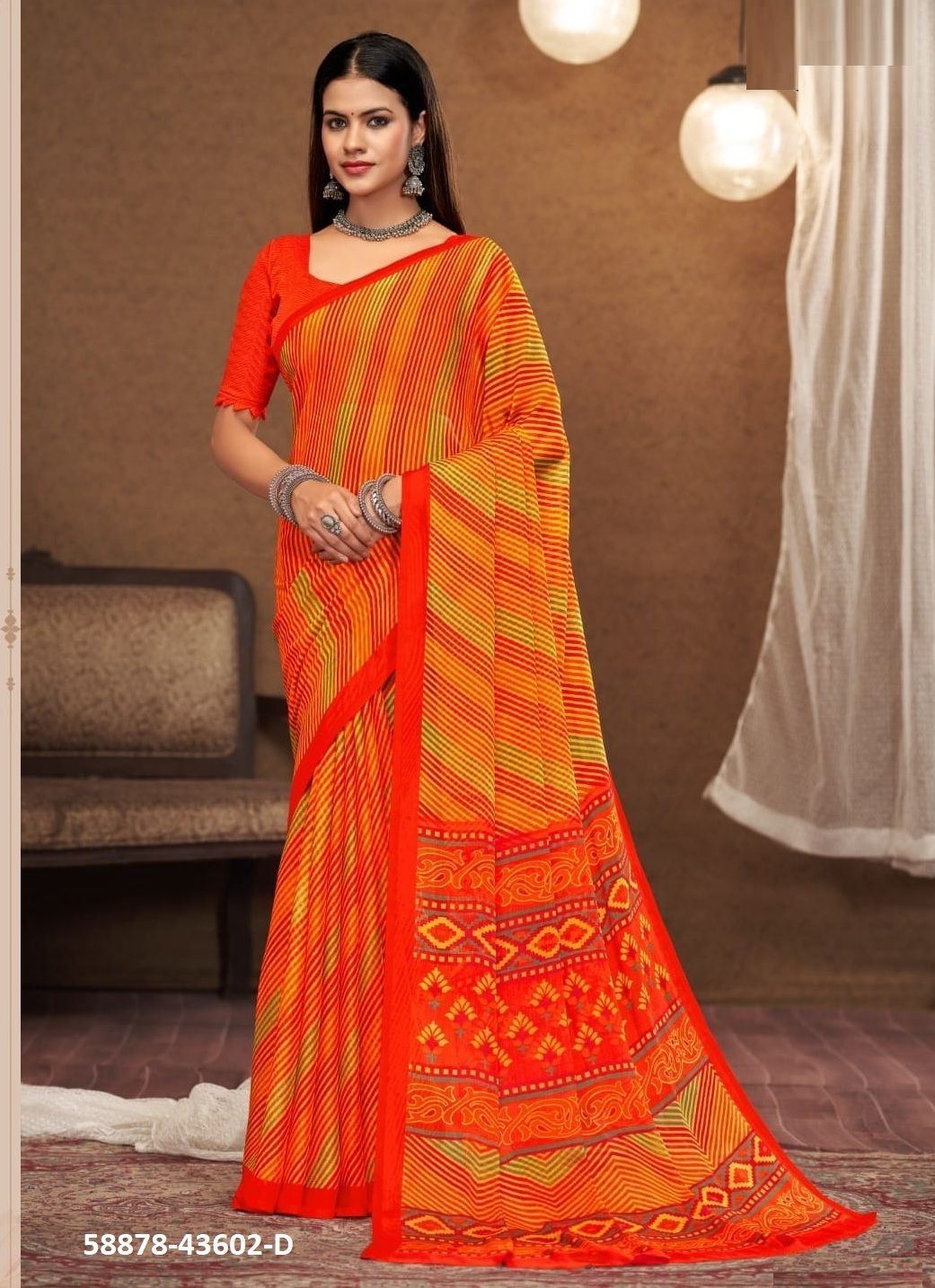STAR CHIFFON 197 - Catalog # 58878 (Set of 12 Sarees) by Brand RUCHI SAREES