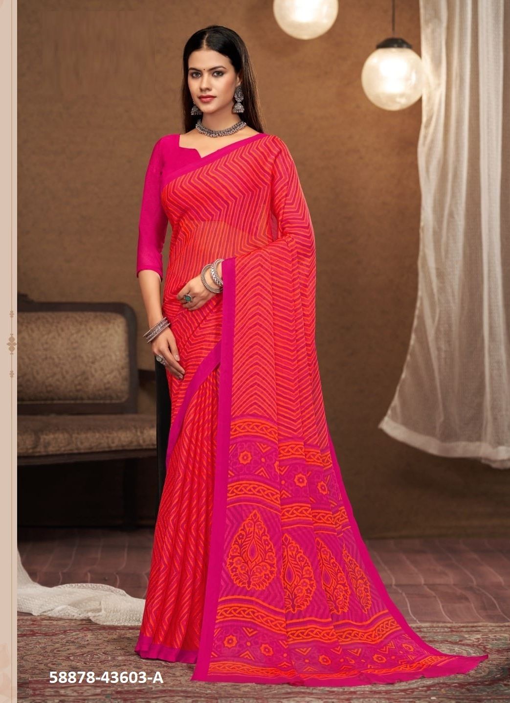 STAR CHIFFON 197 - Catalog # 58878 (Set of 12 Sarees) by Brand RUCHI SAREES