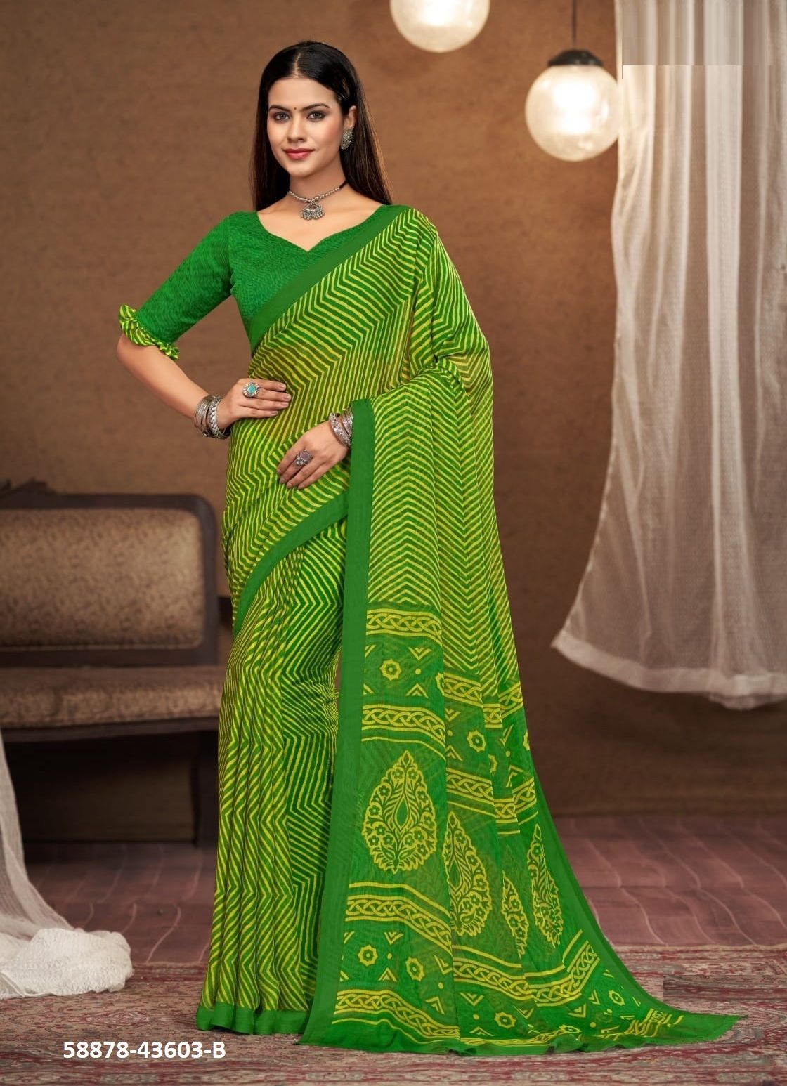 STAR CHIFFON 197 - Catalog # 58878 (Set of 12 Sarees) by Brand RUCHI SAREES