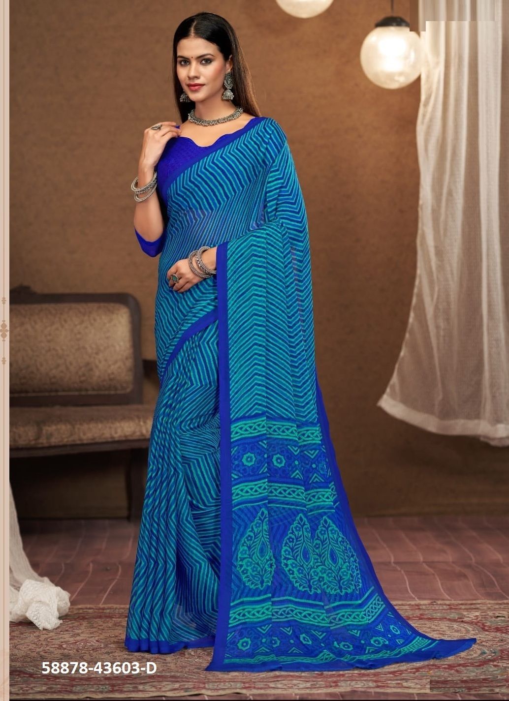 STAR CHIFFON 197 - Catalog # 58878 (Set of 12 Sarees) by Brand RUCHI SAREES