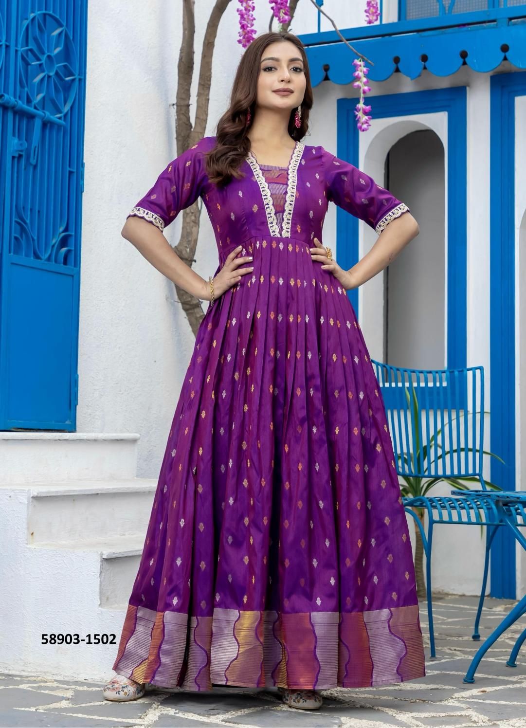 CHARMING COLORS - Catalog # 58903 (Set of 3 Readymade Gowns) by Brand DESI MUSE CHARMING COLORS - Catalog # 58903 (Set of 3 Readymade Gowns) by Brand DESI MUSE