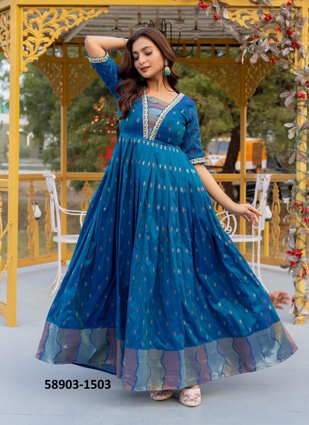 CHARMING COLORS - Catalog # 58903 (Set of 3 Readymade Gowns) by Brand DESI MUSE CHARMING COLORS - Catalog # 58903 (Set of 3 Readymade Gowns) by Brand DESI MUSE
