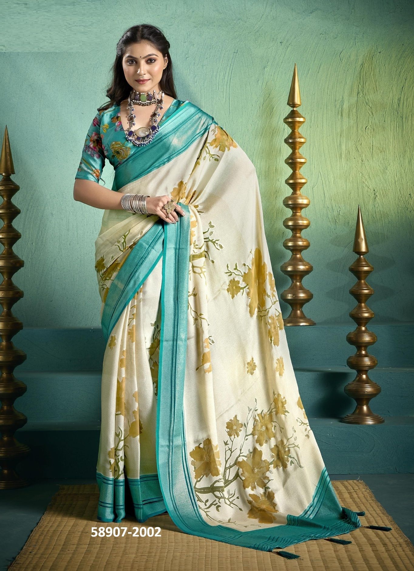 TASHI 2 - Catalog # 58907 (Set of 6 Sarees) by Brand SHUBH SHREE CREATIONS
