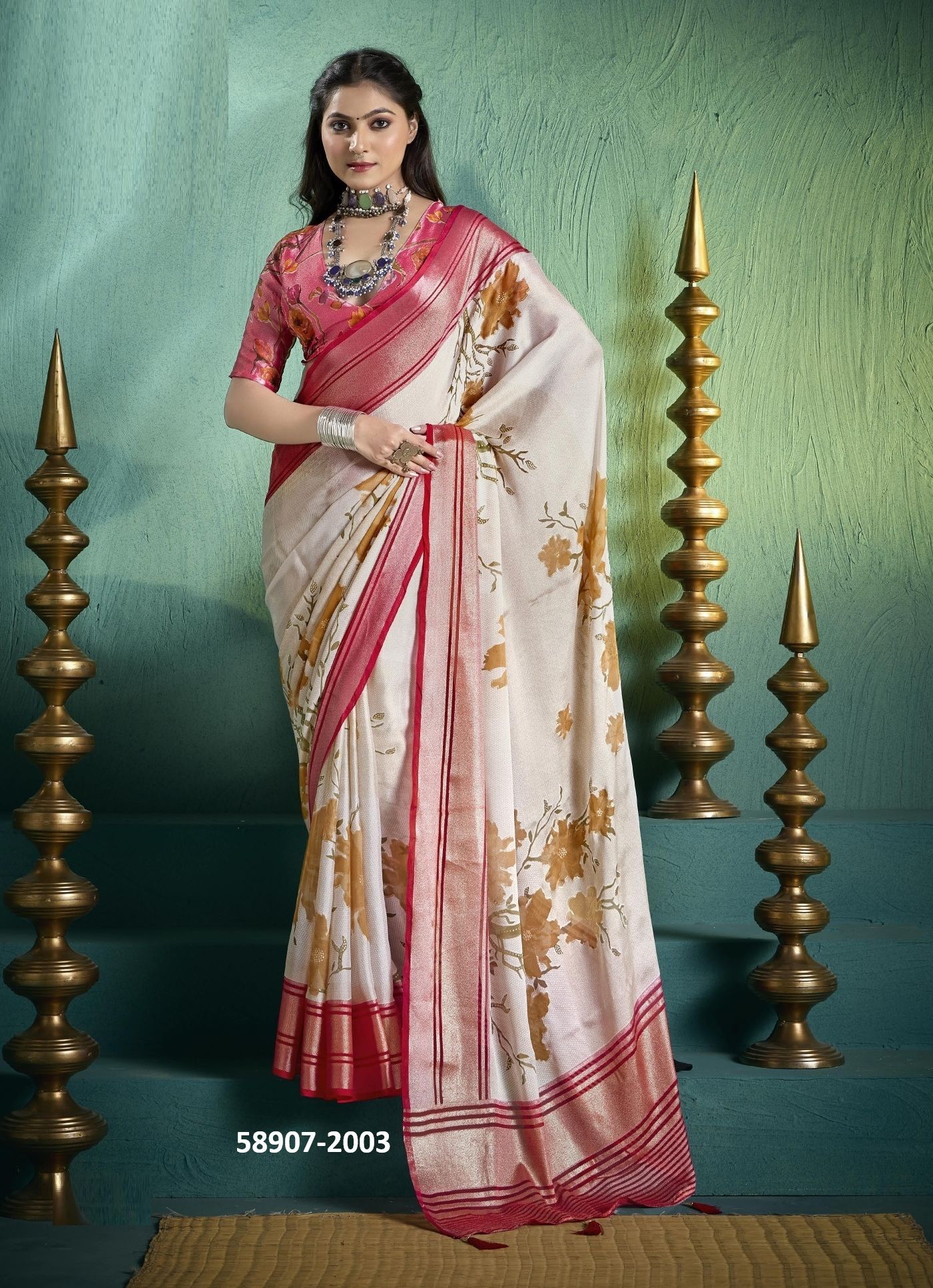TASHI 2 - Catalog # 58907 (Set of 6 Sarees) by Brand SHUBH SHREE CREATIONS