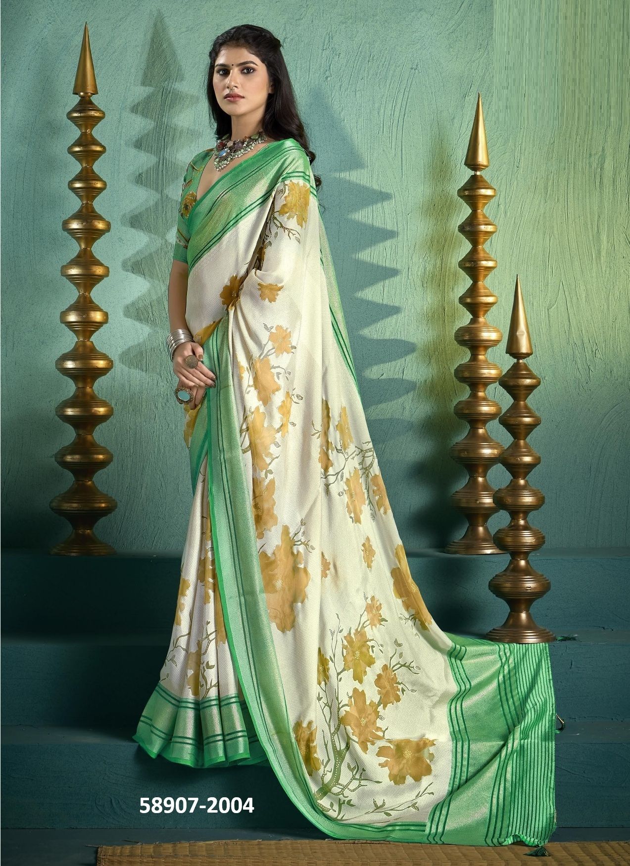 TASHI 2 - Catalog # 58907 (Set of 6 Sarees) by Brand SHUBH SHREE CREATIONS