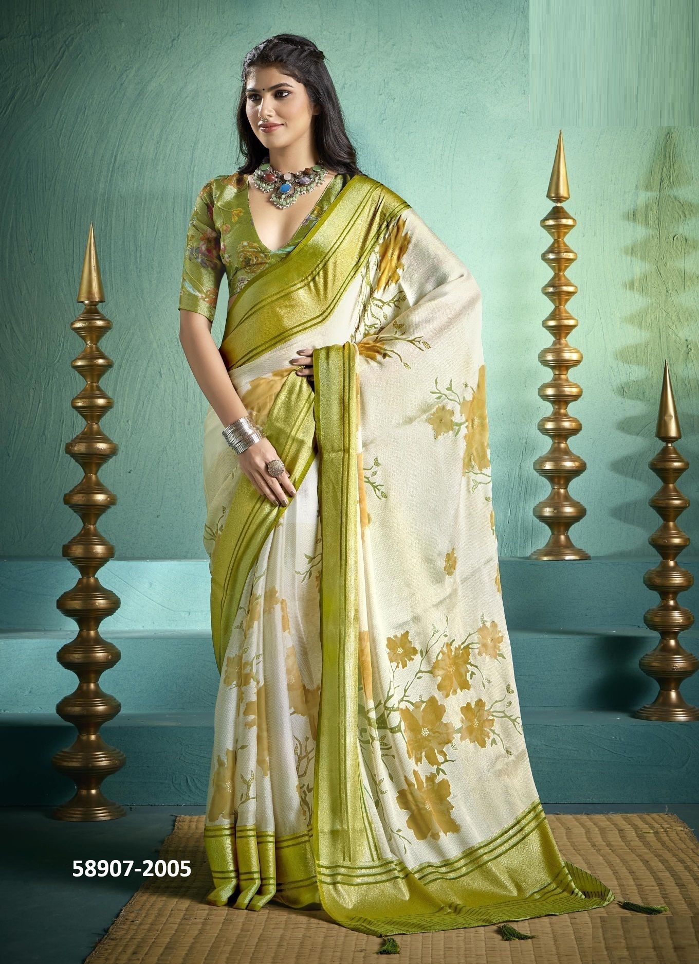 TASHI 2 - Catalog # 58907 (Set of 6 Sarees) by Brand SHUBH SHREE CREATIONS