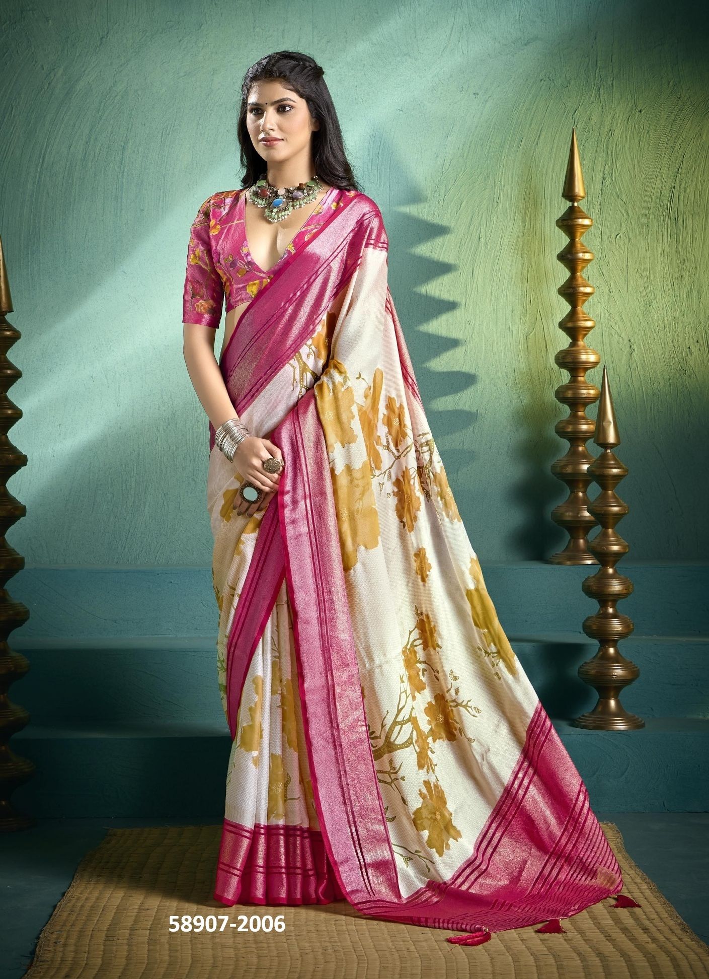 TASHI 2 - Catalog # 58907 (Set of 6 Sarees) by Brand SHUBH SHREE CREATIONS