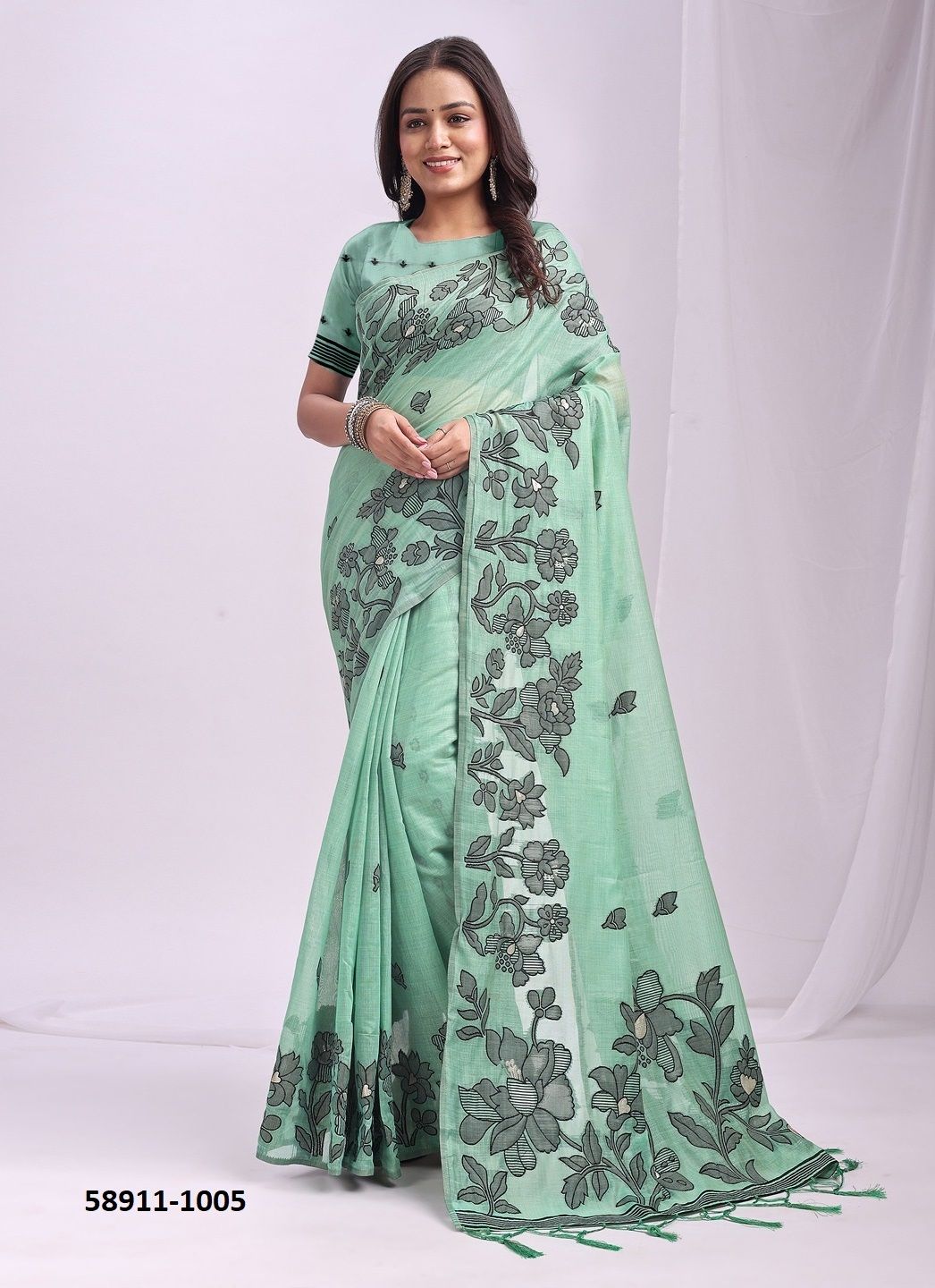 KASHIRA - Catalog # 58911 (Set of 6 Sarees) by Brand DESI MUSE