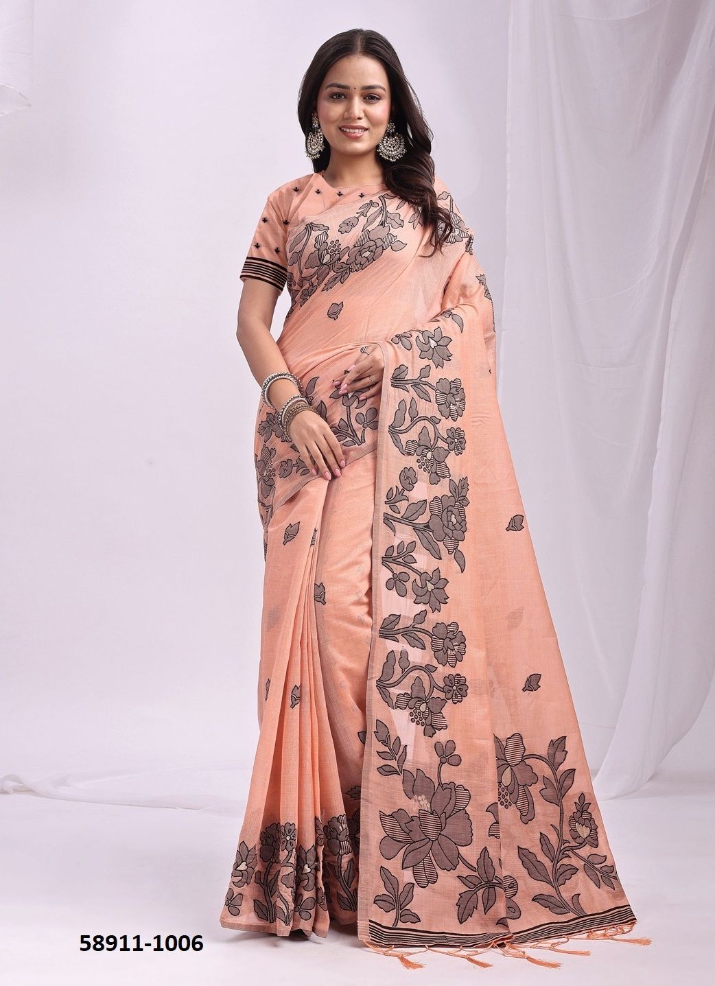 KASHIRA - Catalog # 58911 (Set of 6 Sarees) by Brand DESI MUSE