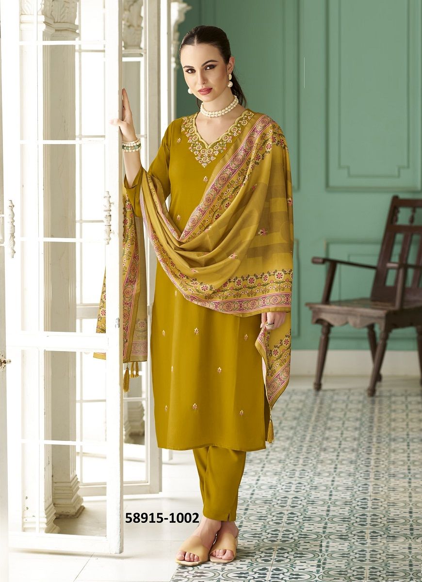 CHITRA - Catalog # 58915 (Set of 6 Readymade Salwar Suits) by Brand WOODEE AHMEDABAD