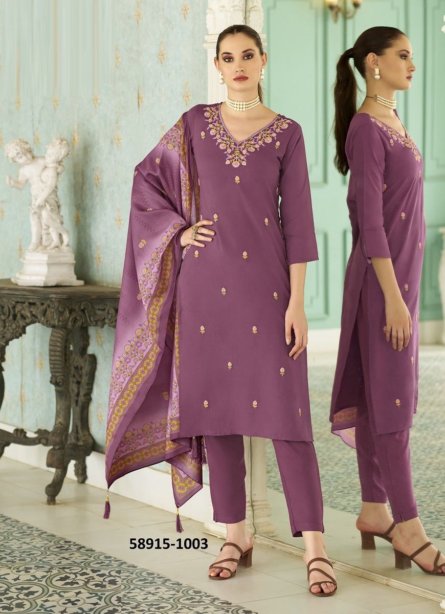 CHITRA - Catalog # 58915 (Set of 6 Readymade Salwar Suits) by Brand WOODEE AHMEDABAD
