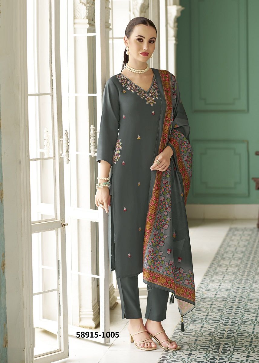 CHITRA - Catalog # 58915 (Set of 6 Readymade Salwar Suits) by Brand WOODEE AHMEDABAD
