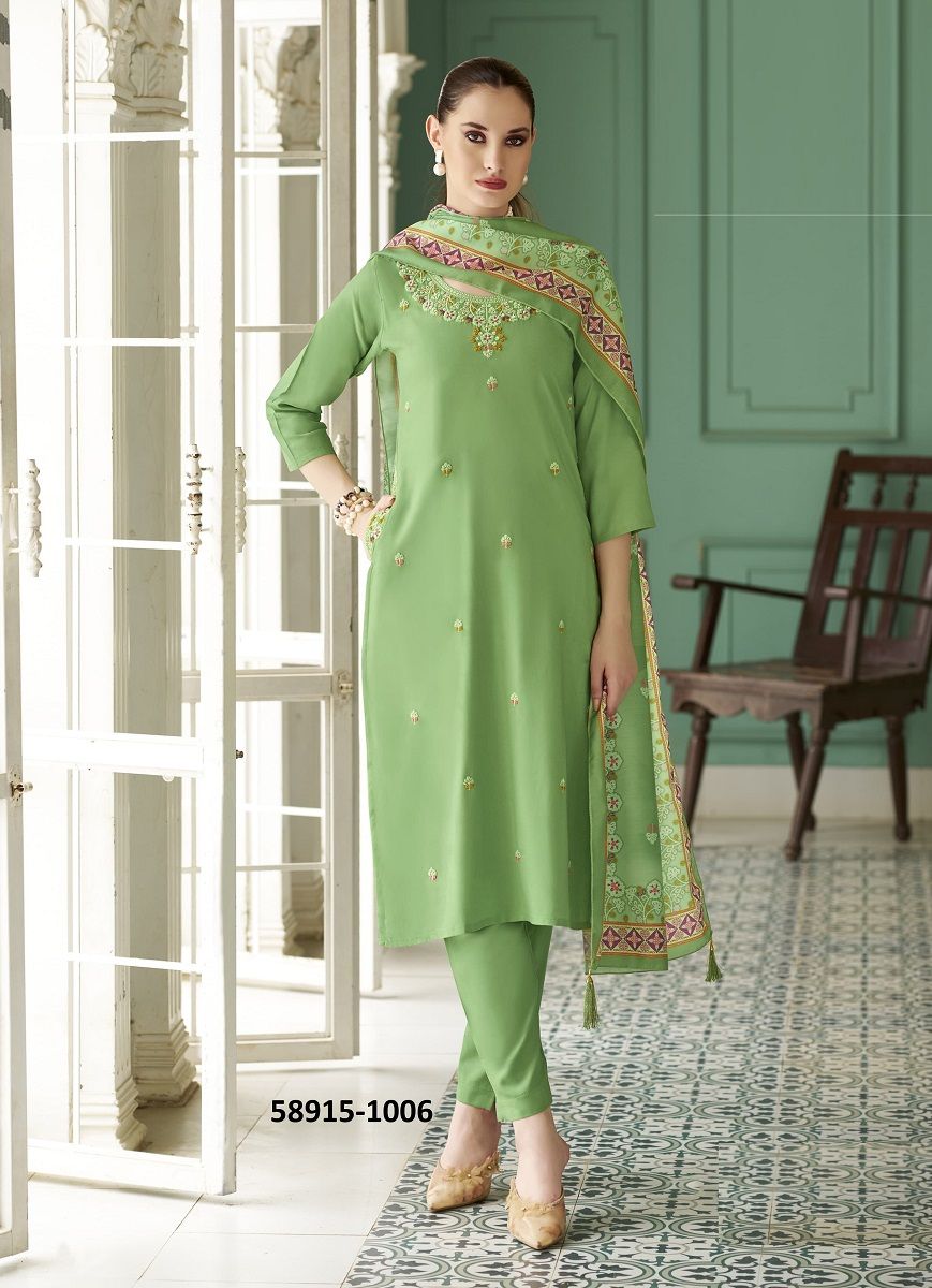 CHITRA - Catalog # 58915 (Set of 6 Readymade Salwar Suits) by Brand WOODEE AHMEDABAD