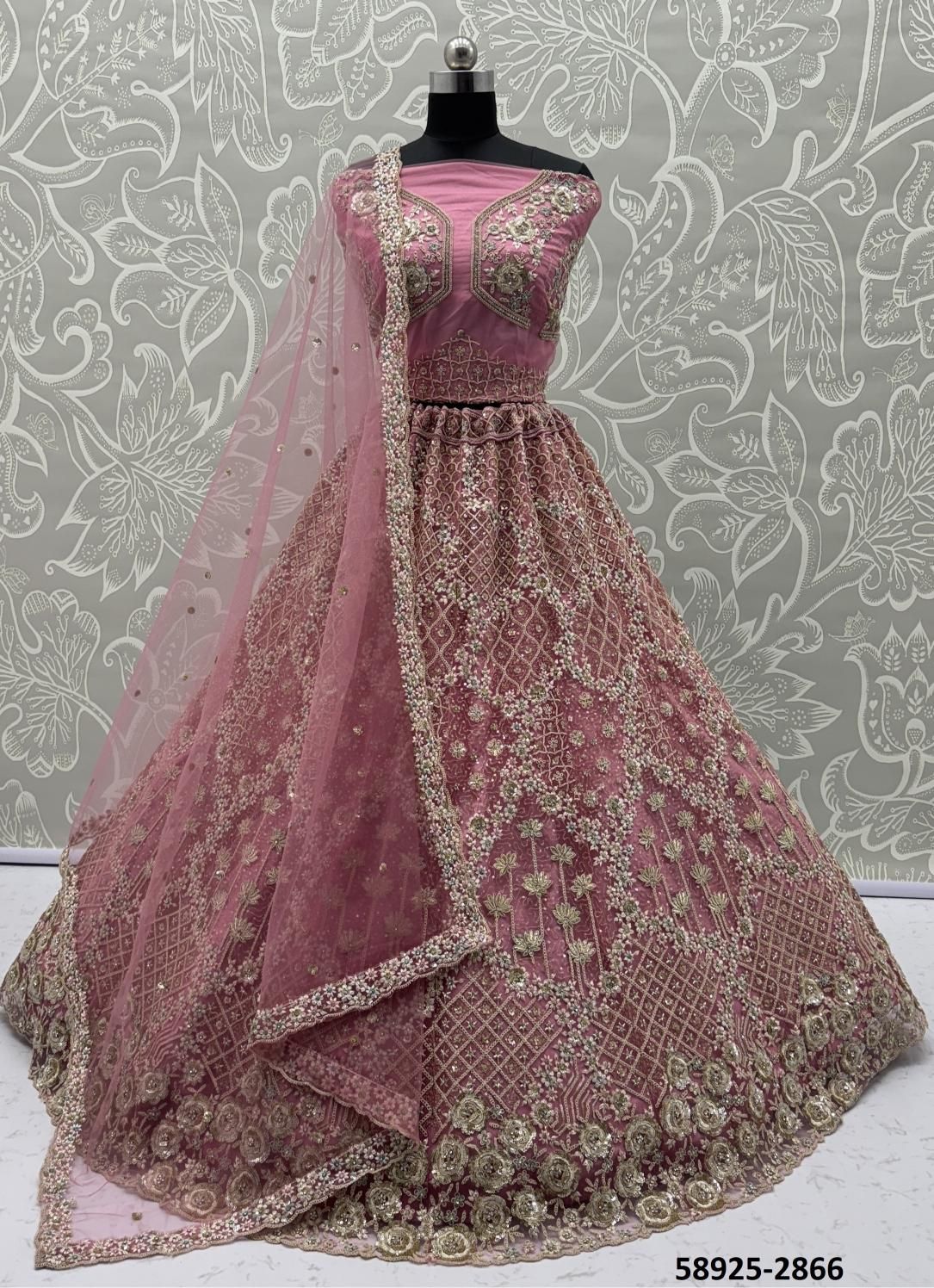 SERIES 2865 - 2866 - Catalog # 58925 (Set of 5 Semi-Stitched Lehengas) by Brand DESI MUSE