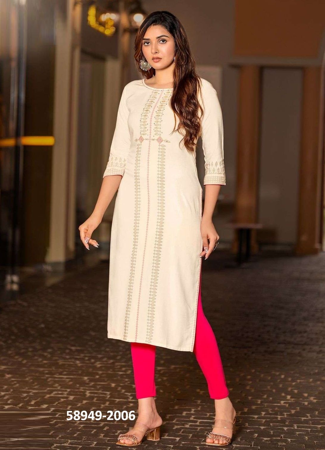 SAAYRA - Catalog # 58949 (Set of 6 Readymade Women's Kurtis / Tops) by Brand MITTOO