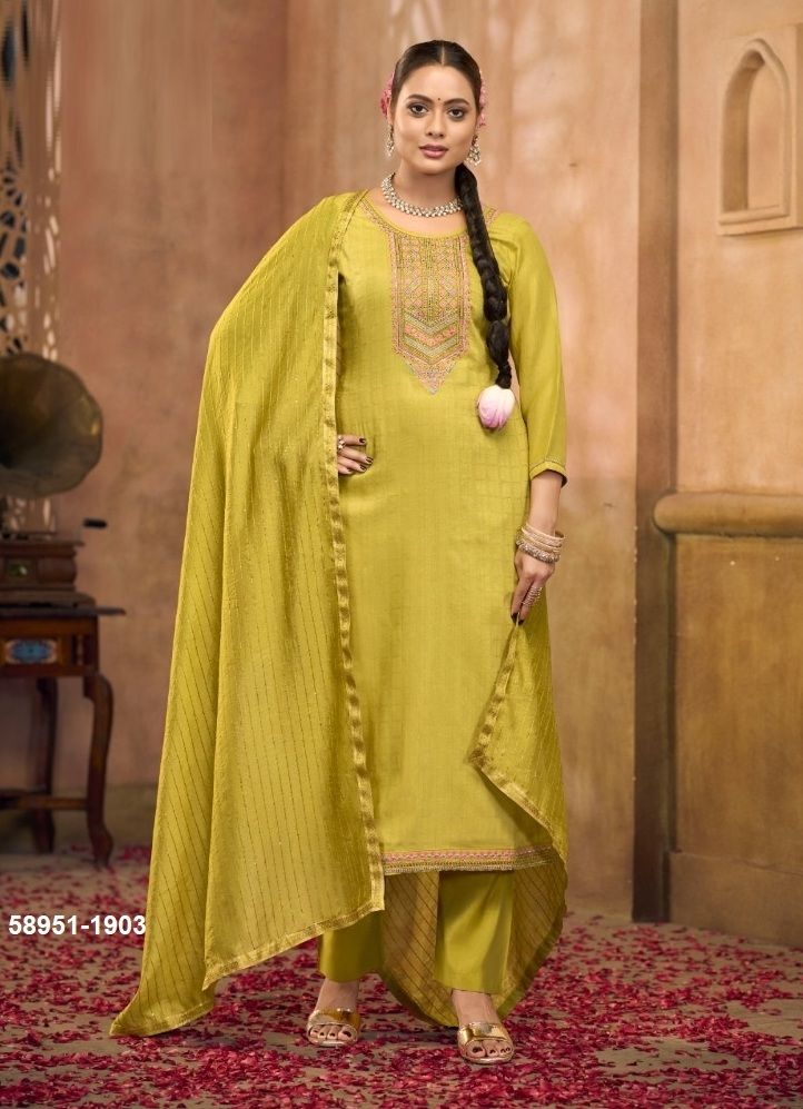APOORVA - Catalog # 58951 (Set of 4 Semi-Stitched / Un-Stitched Suits) by Brand KALARANG