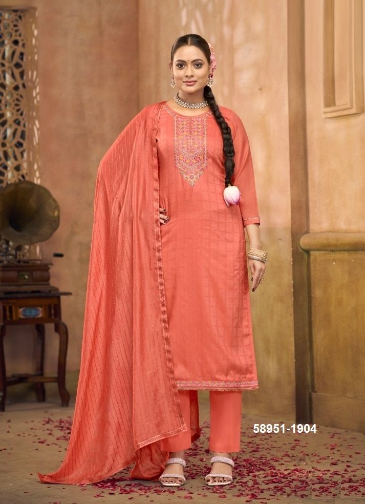 APOORVA - Catalog # 58951 (Set of 4 Semi-Stitched / Un-Stitched Suits) by Brand KALARANG