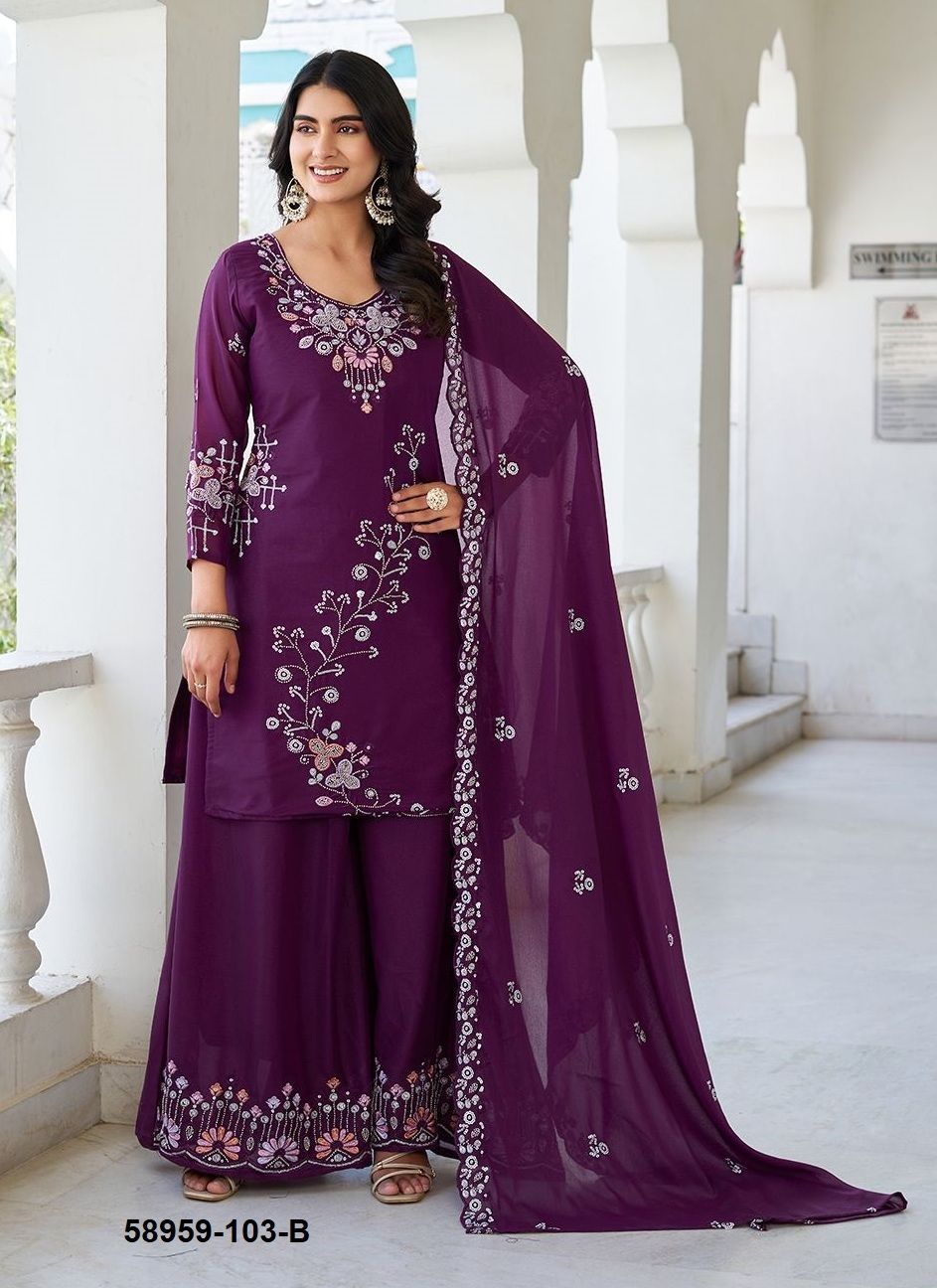 SERIES 103 - Catalog # 58959 (Set of 2 Readymade Salwar Suits) by Brand DESI MUSE