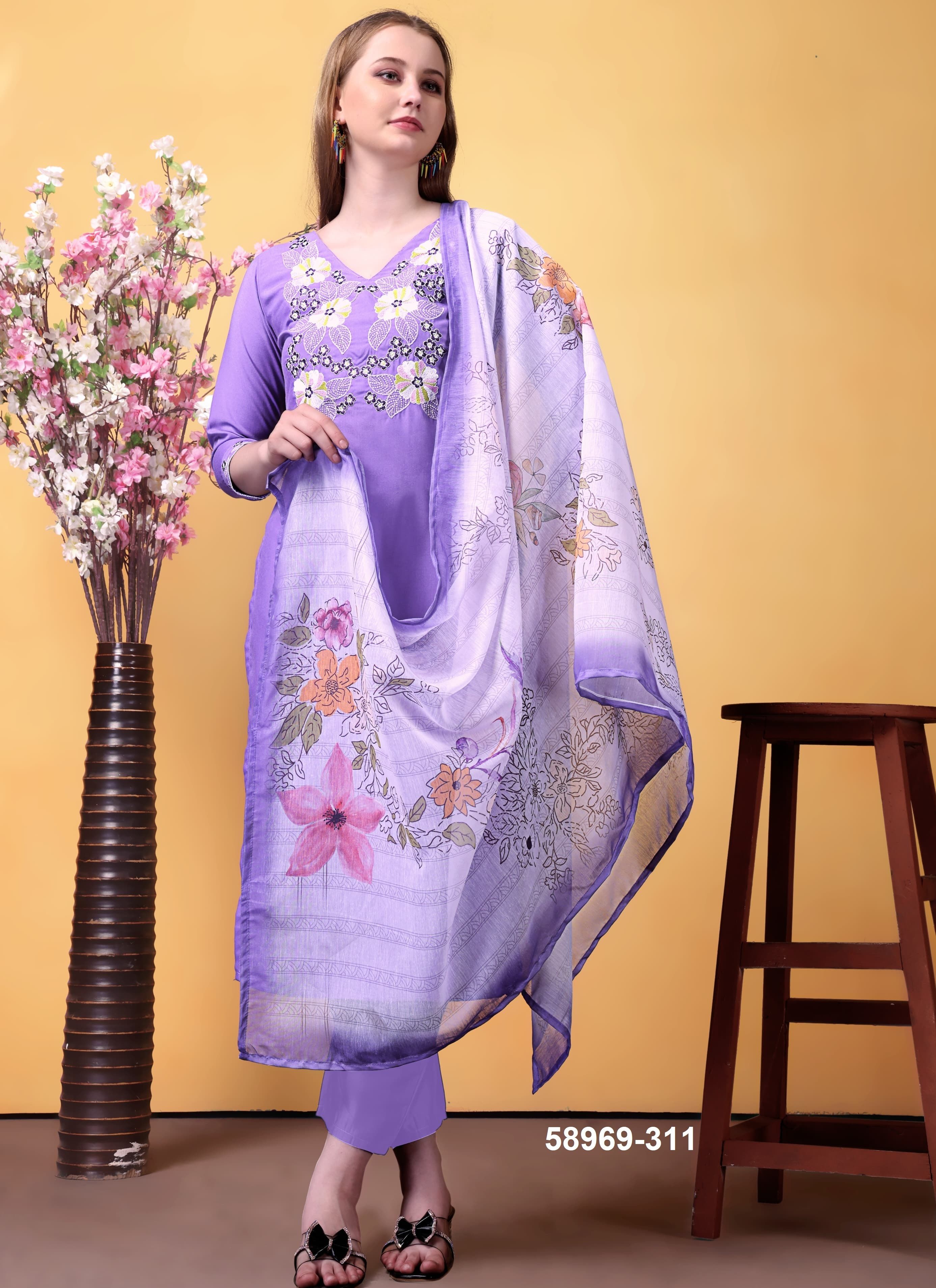 SWARA - Catalog # 58969 (Set of 3 Readymade Salwar Suits) by Brand DESI MUSE