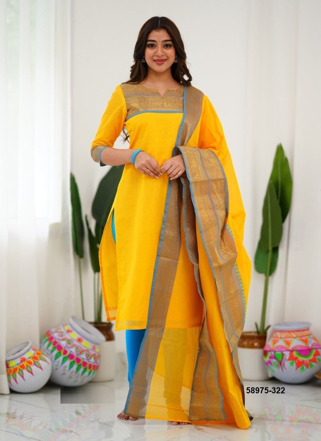 SILK AFFAIR 8 - Catalog # 58975 (Set of 10 Readymade Women's Kurtis / Tops) by Brand DESI MUSE