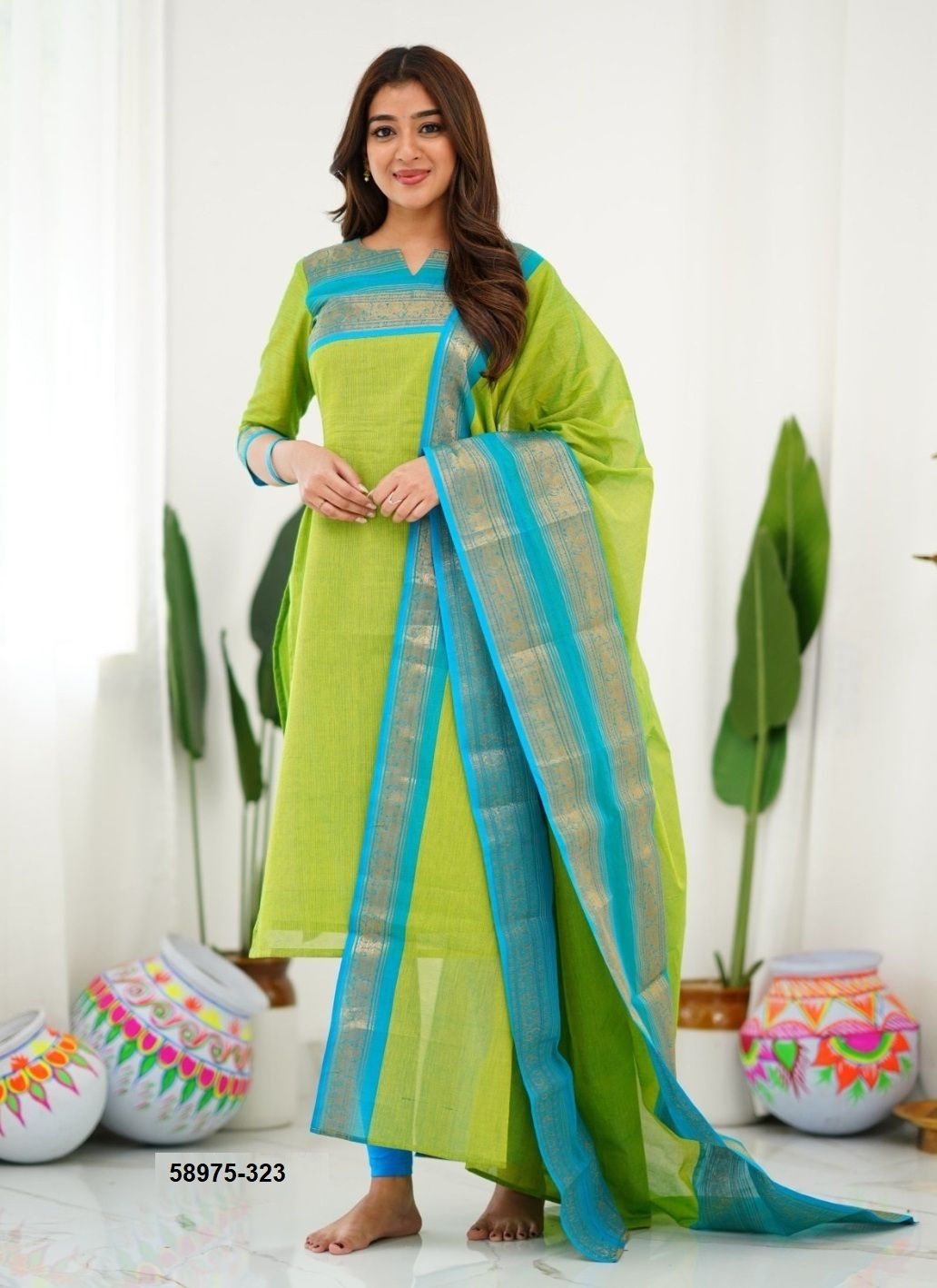 SILK AFFAIR 8 - Catalog # 58975 (Set of 10 Readymade Women's Kurtis / Tops) by Brand DESI MUSE