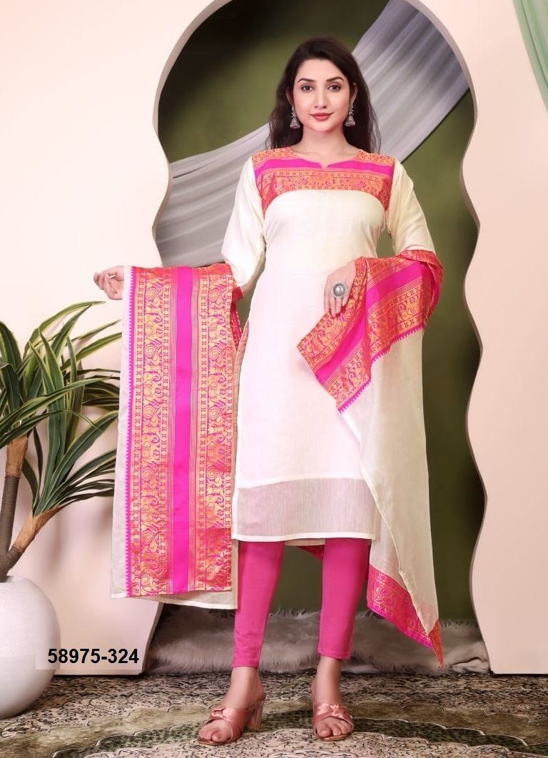 SILK AFFAIR 8 - Catalog # 58975 (Set of 10 Readymade Women's Kurtis / Tops) by Brand DESI MUSE