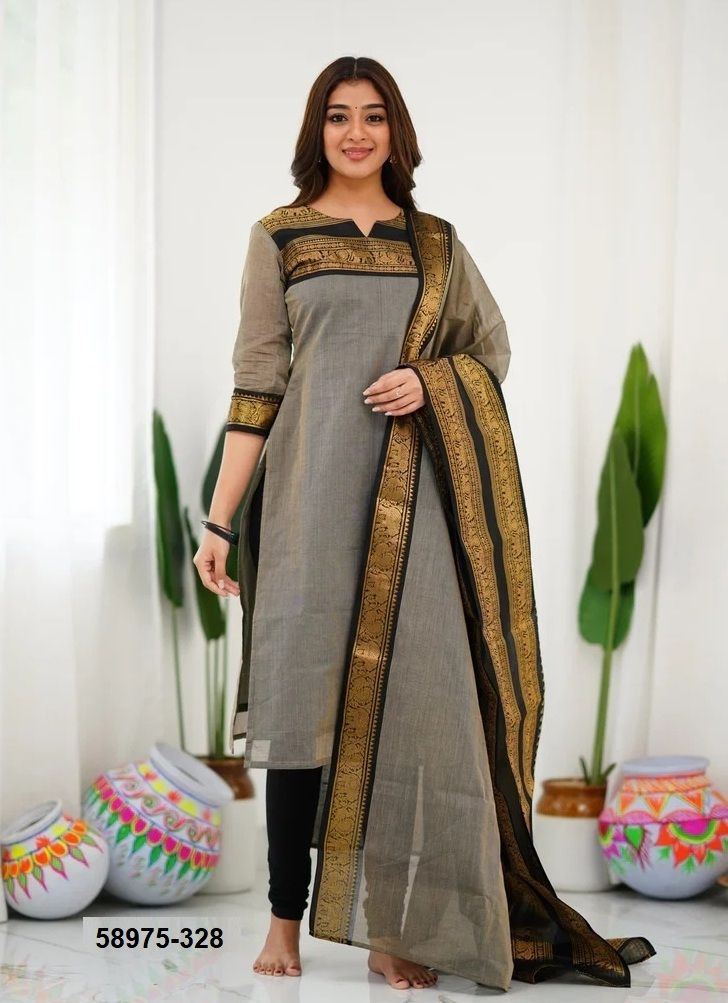 SILK AFFAIR 8 - Catalog # 58975 (Set of 10 Readymade Women's Kurtis / Tops) by Brand DESI MUSE