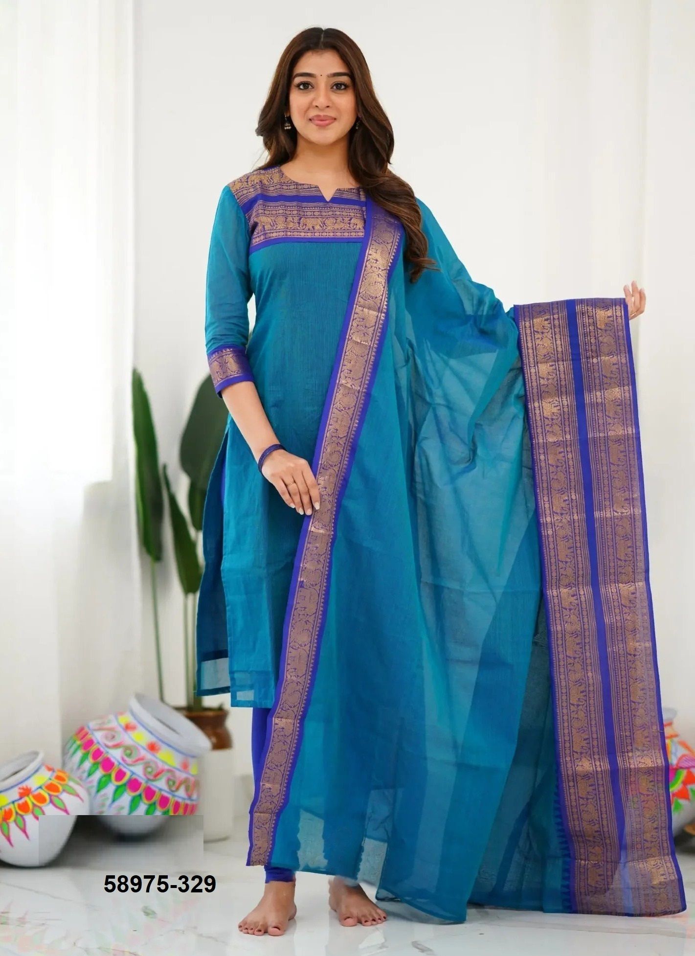 SILK AFFAIR 8 - Catalog # 58975 (Set of 10 Readymade Women's Kurtis / Tops) by Brand DESI MUSE