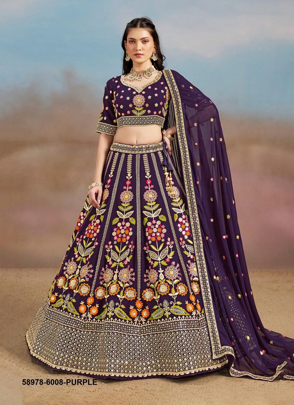 MILONI - Catalog # 58978 (Set of 6 Semi-Stitched Lehengas) by Brand DESI MUSE MILONI - Catalog # 58978 (Set of 6 Semi-Stitched Lehengas) by Brand DESI MUSE