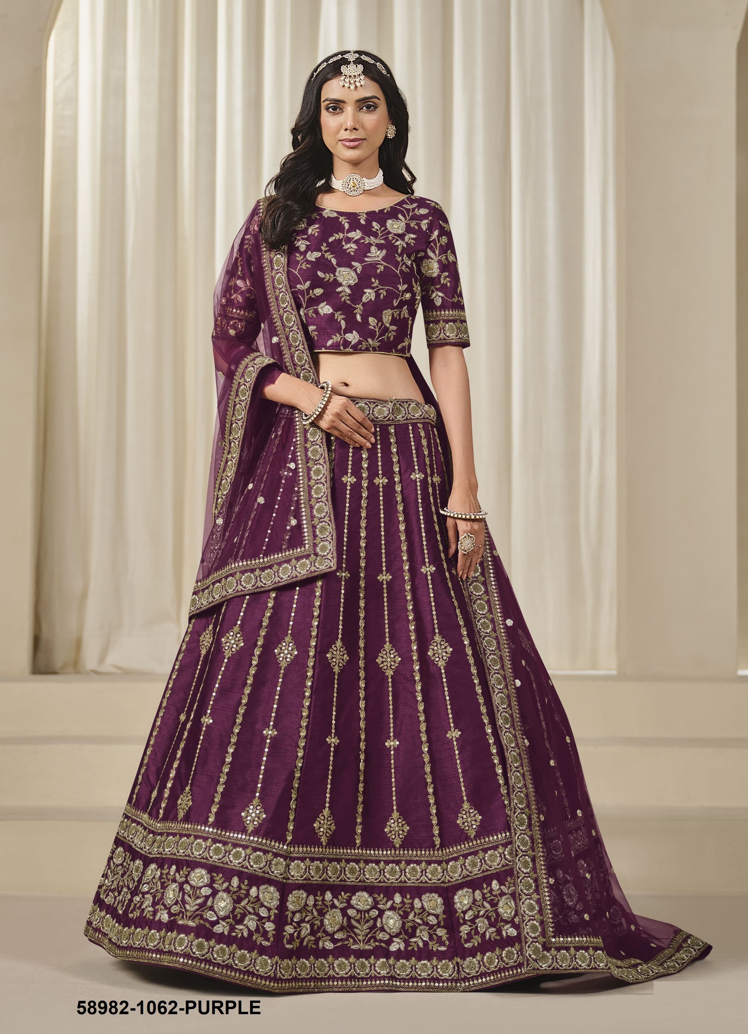 MOHINI 1 - Catalog # 58982 (Set of 2 Semi-Stitched Lehengas) by Brand DESI MUSE