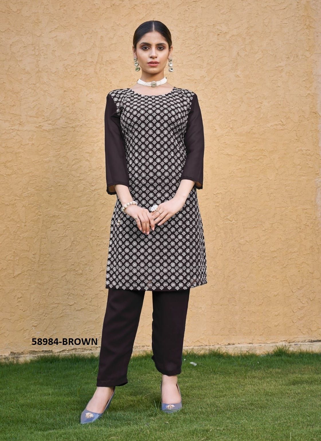 ROOHI - Catalog # 58984 (Set of 5 Tops With Bottoms) by Brand DESI MUSE